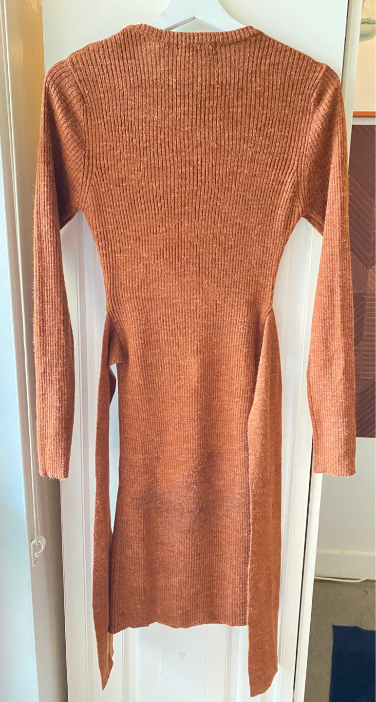 Ribbed Knit Midi Dress - Rust Orange - photo 2