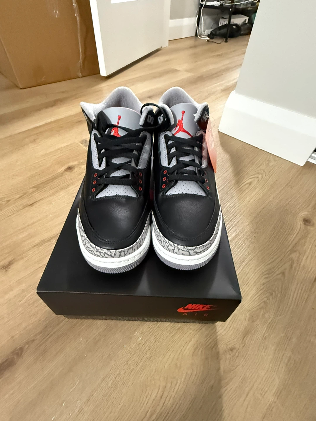 Air Jordan 3 Retro Black/Fire Red-Cement Grey Sneakers - photo 3