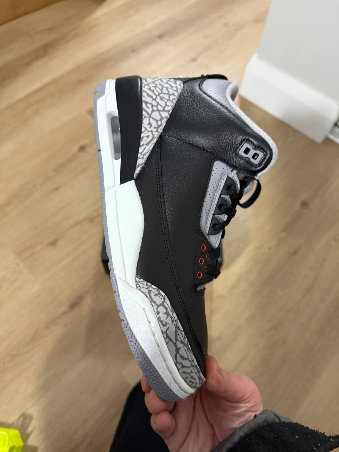 Air Jordan 3 Retro Black/Fire Red-Cement Grey Sneakers - photo 2