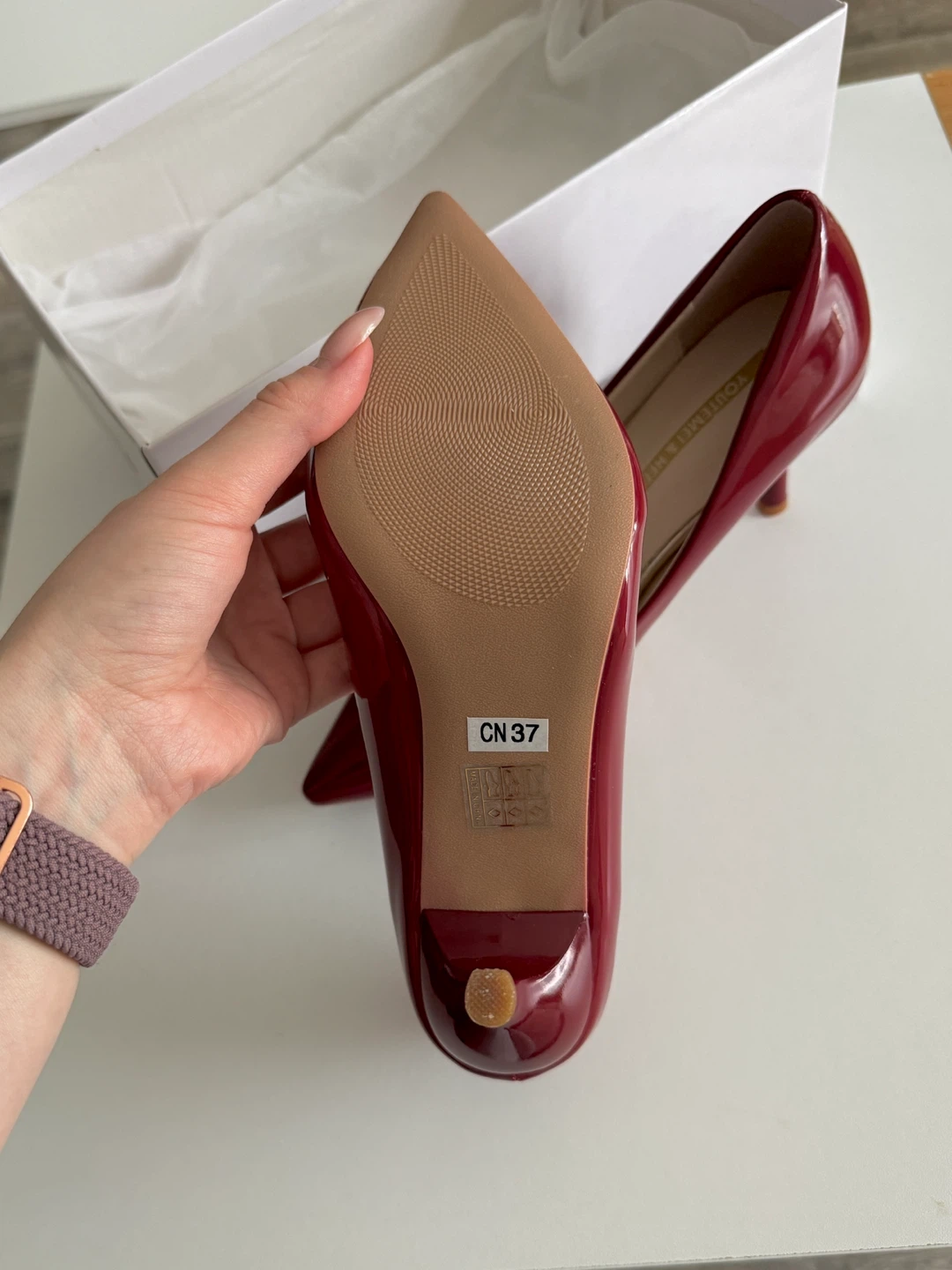 NEW Burgundy Patent Heels - Elegant Pointed Toe - Size 37 - photo 5