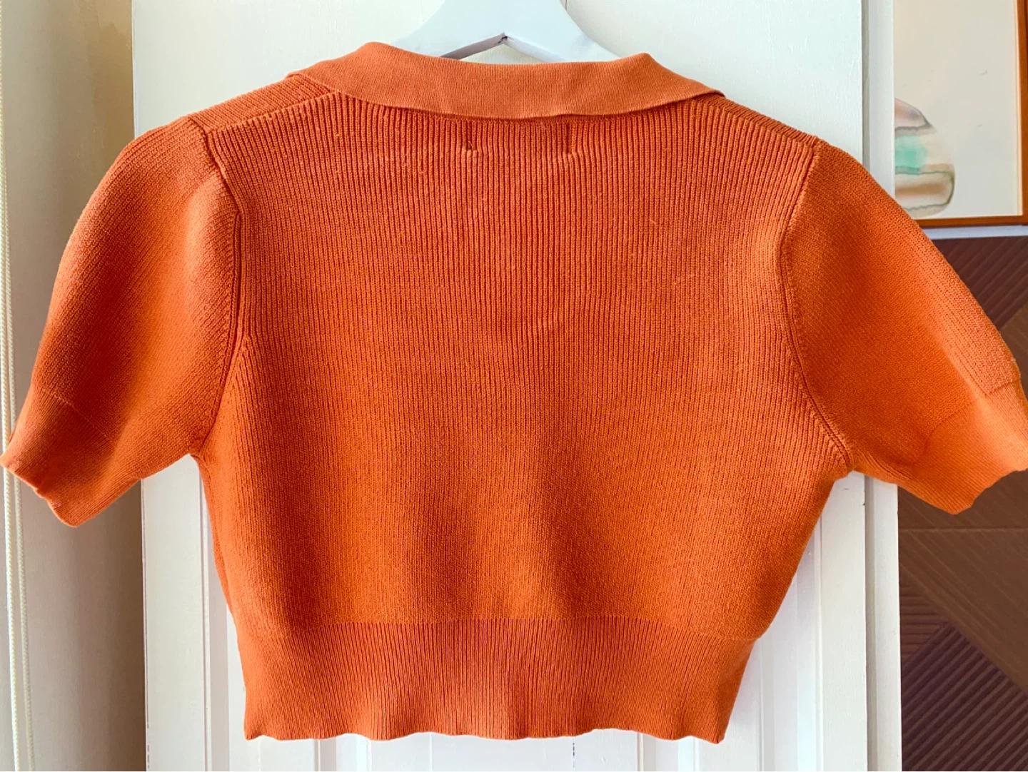 Knit Collared Short Sleeve Top Size S - photo 2