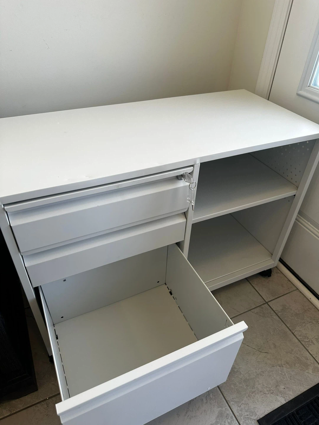 White 3-Drawer Rolling File Cabinet - photo 2