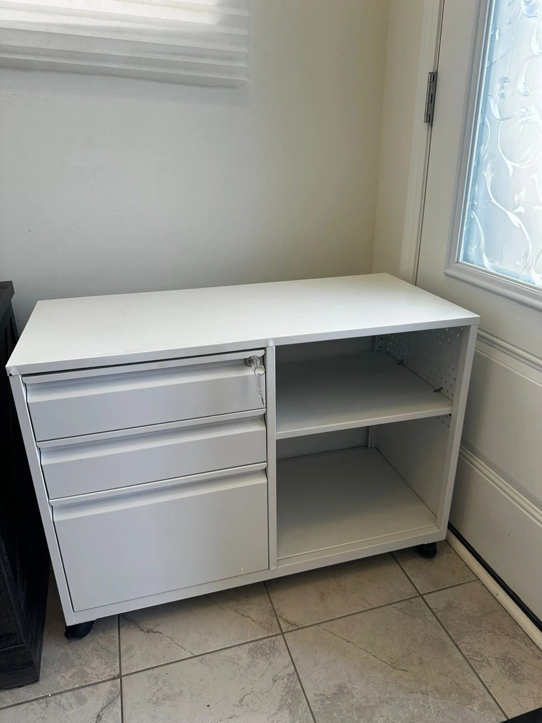 White 3-Drawer Rolling File Cabinet - photo 3