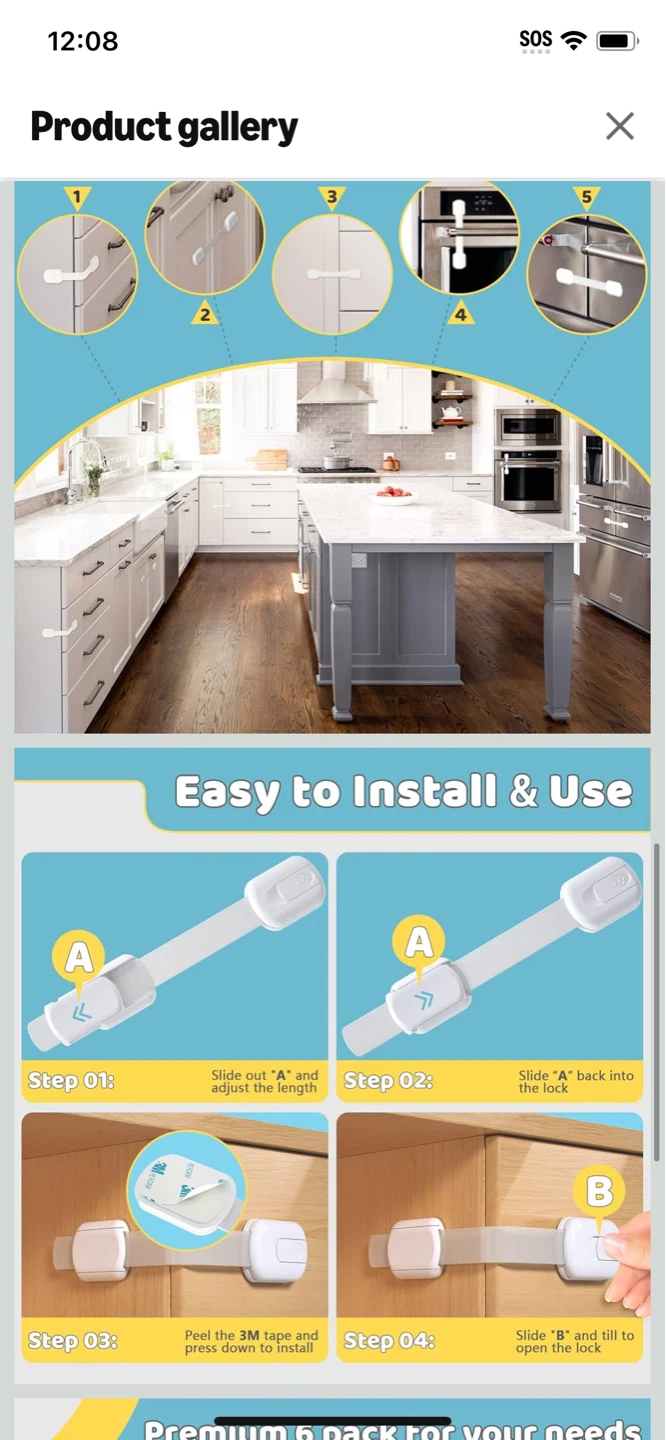New-4our Kiddies Cabinet Strap Locks - 8 Pack - photo 2