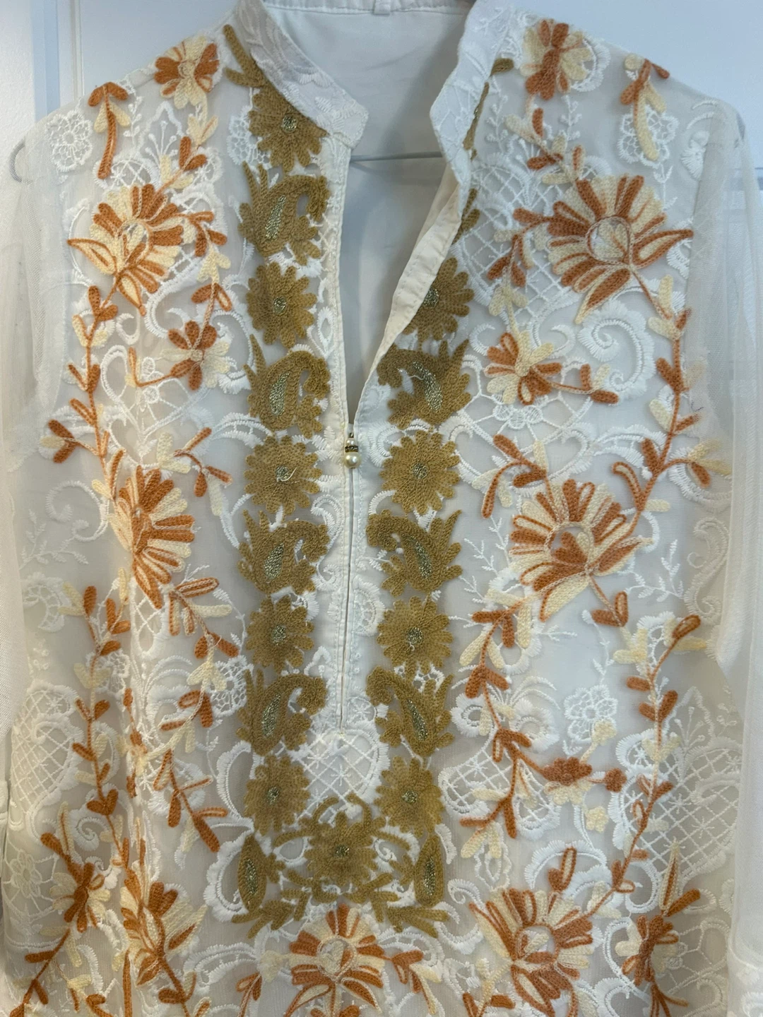 White Embroidered Kameez Tunic - Size Medium - photo 2