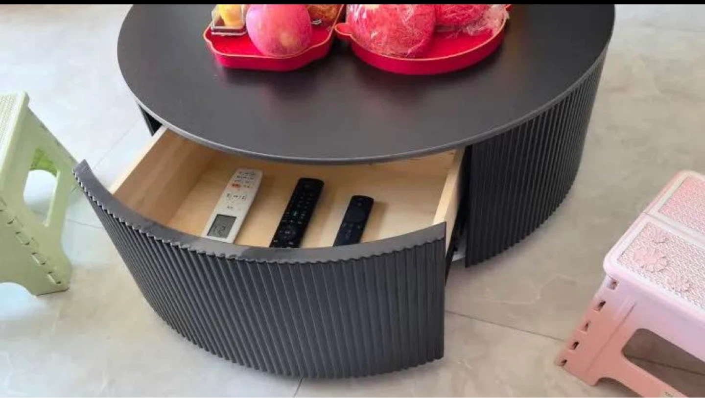 Round Coffee Table with Drawer - Black - photo 2