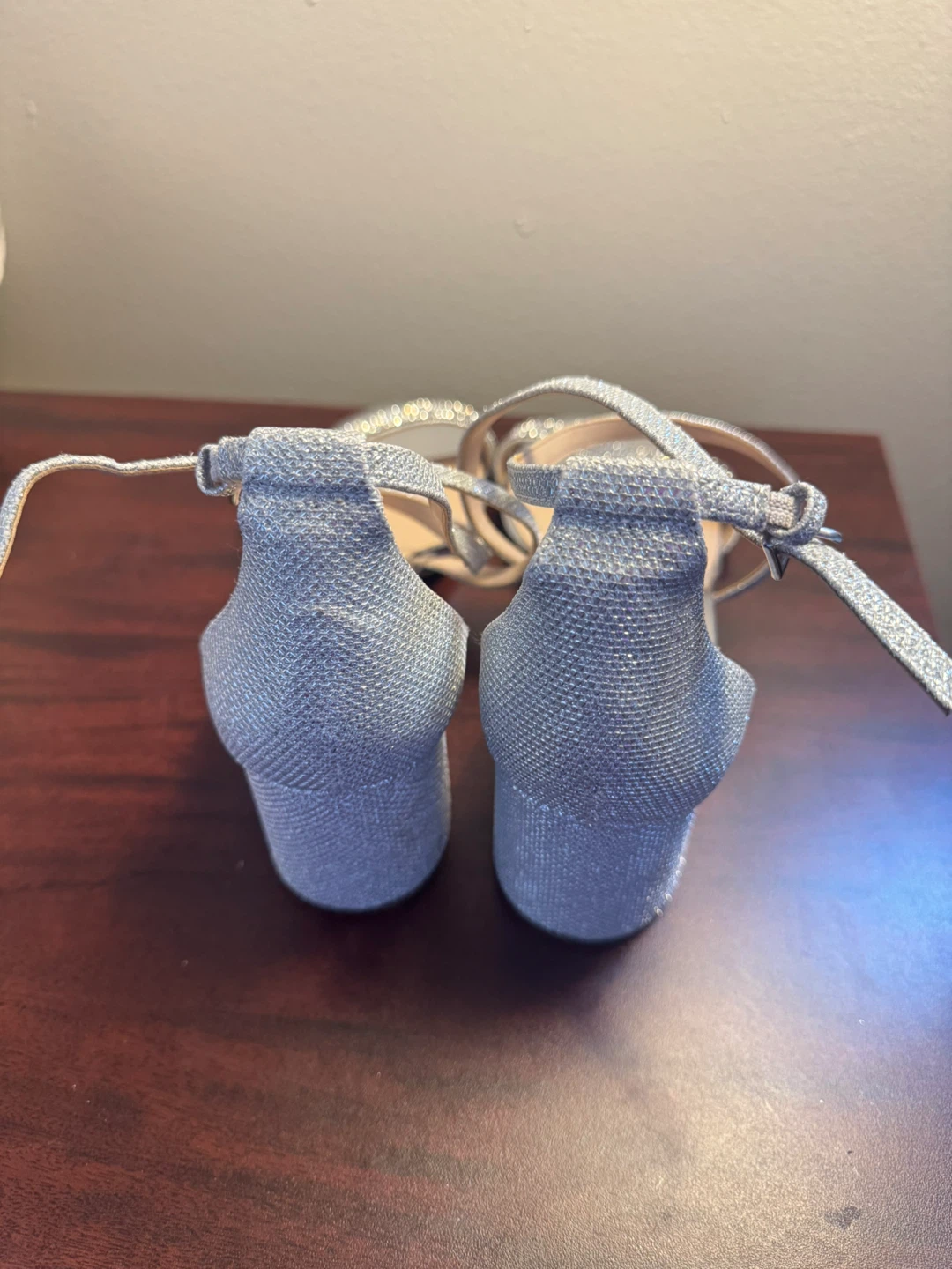 Nina Silver Glitter Strappy Heels - Size 11M - photo 4