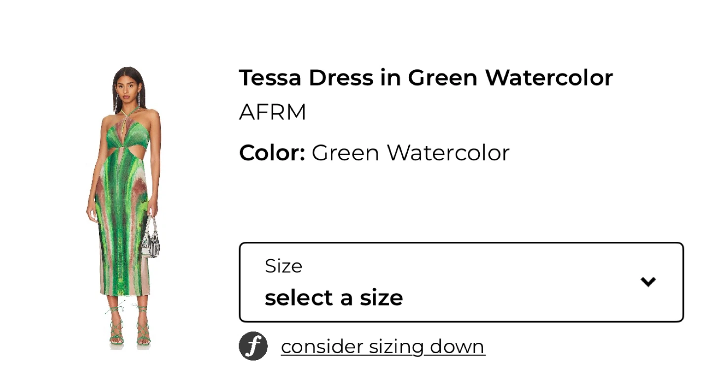 AFRM Green Watercolor Tessa Dress - Medium
