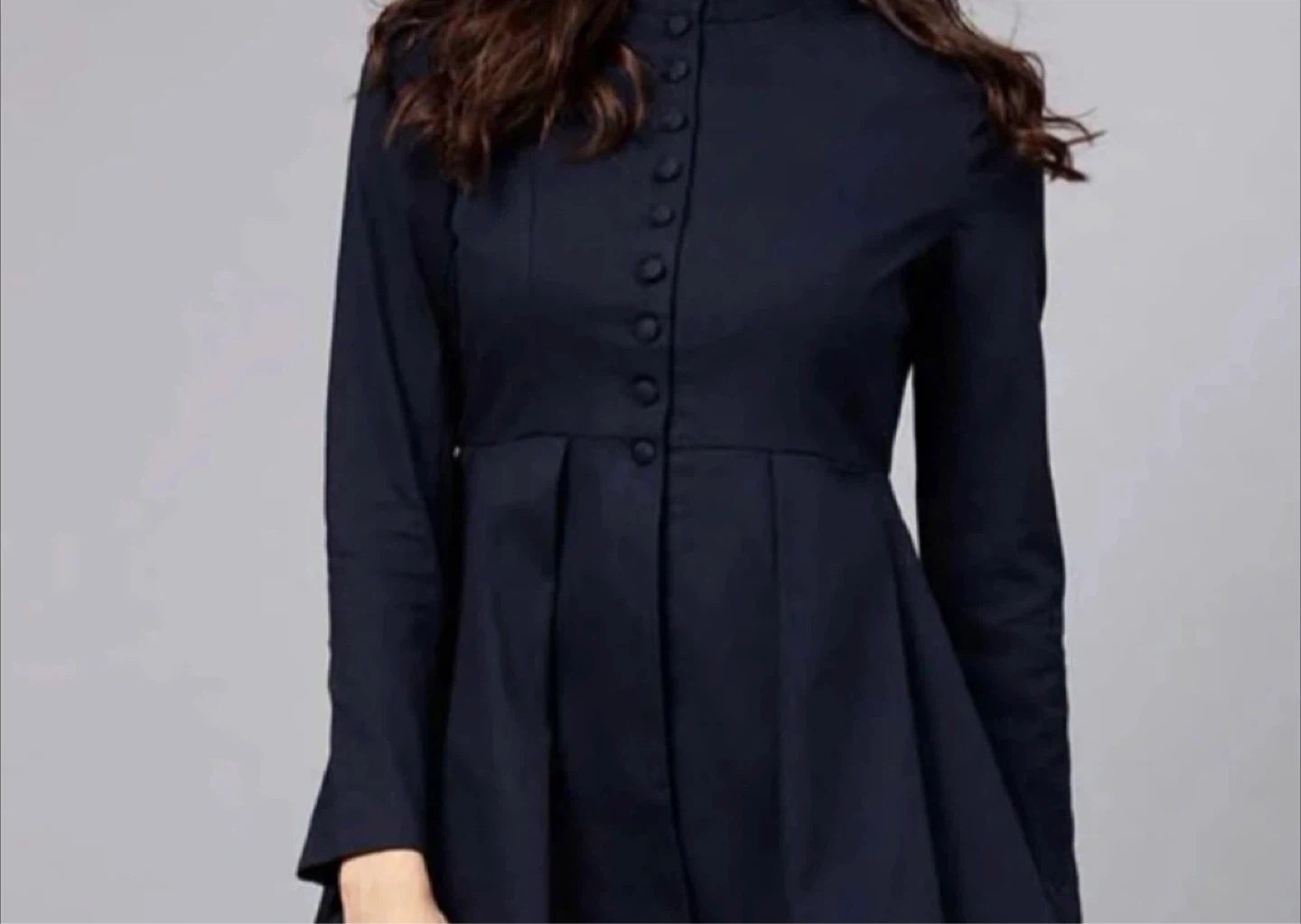 Navy Blue Button-Up Peplum Top