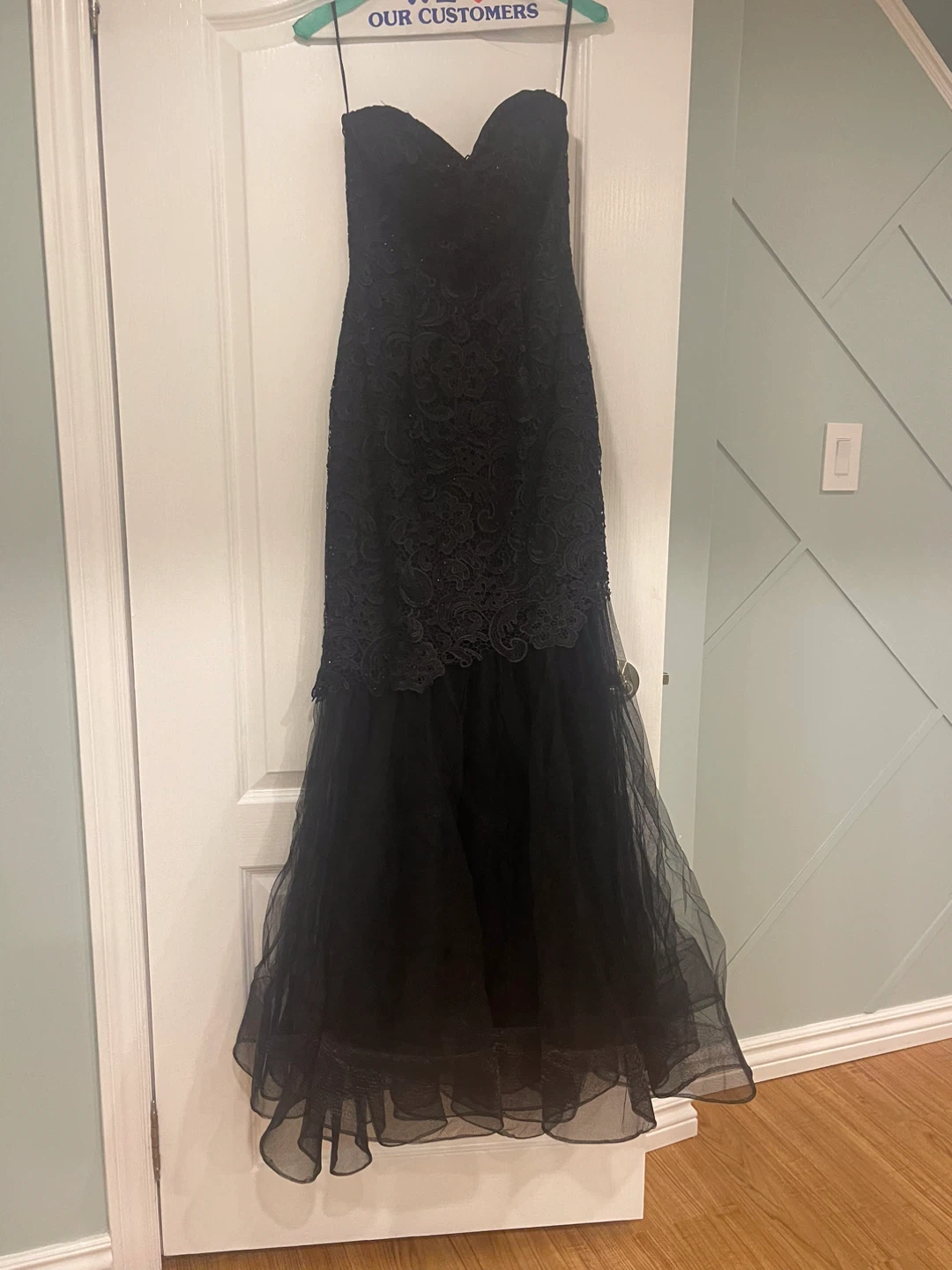 Claudine Black Lace Strapless Mermaid Dress Size 2