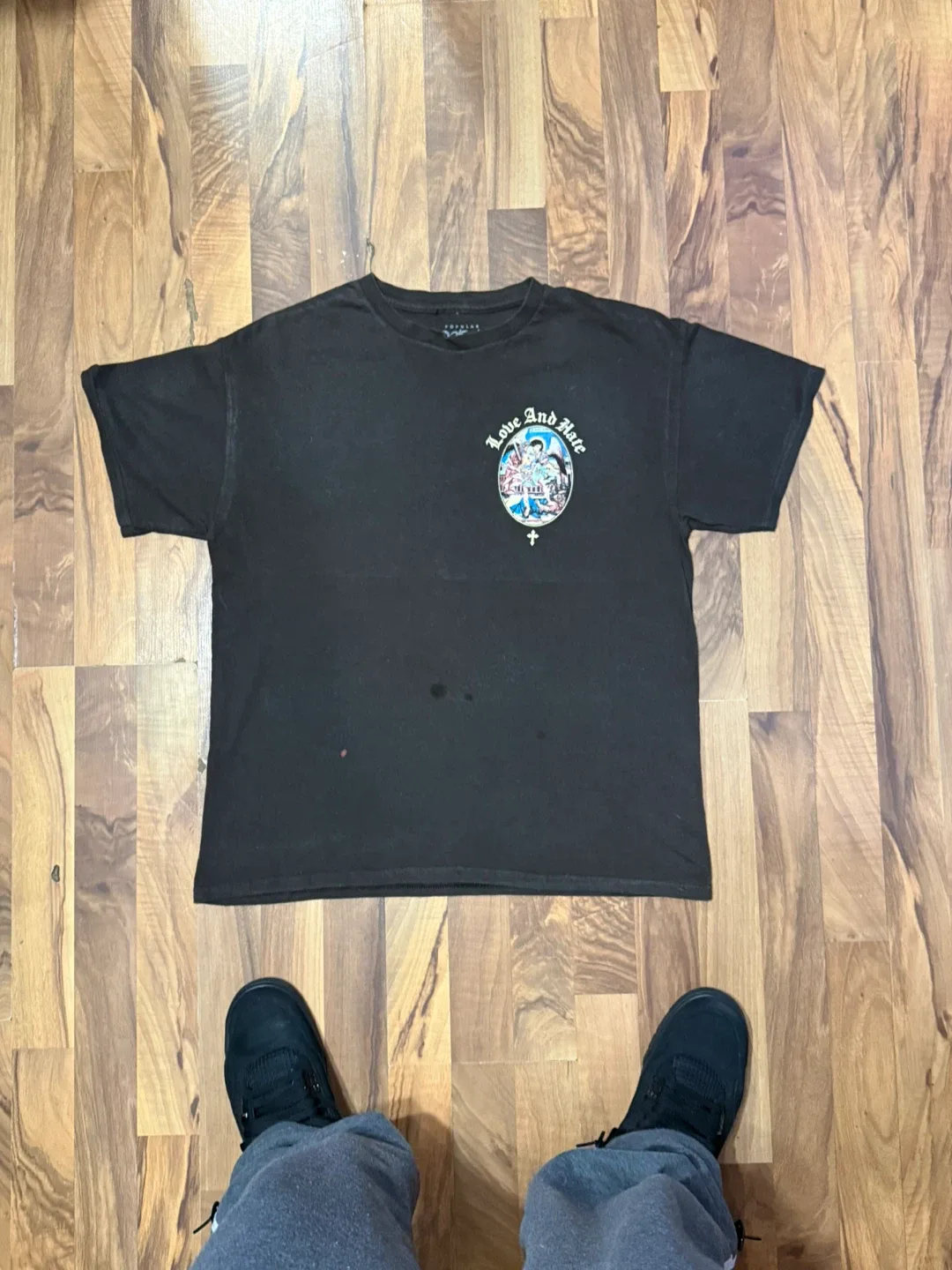 Black "Love and Hate" Graphic T-Shirt