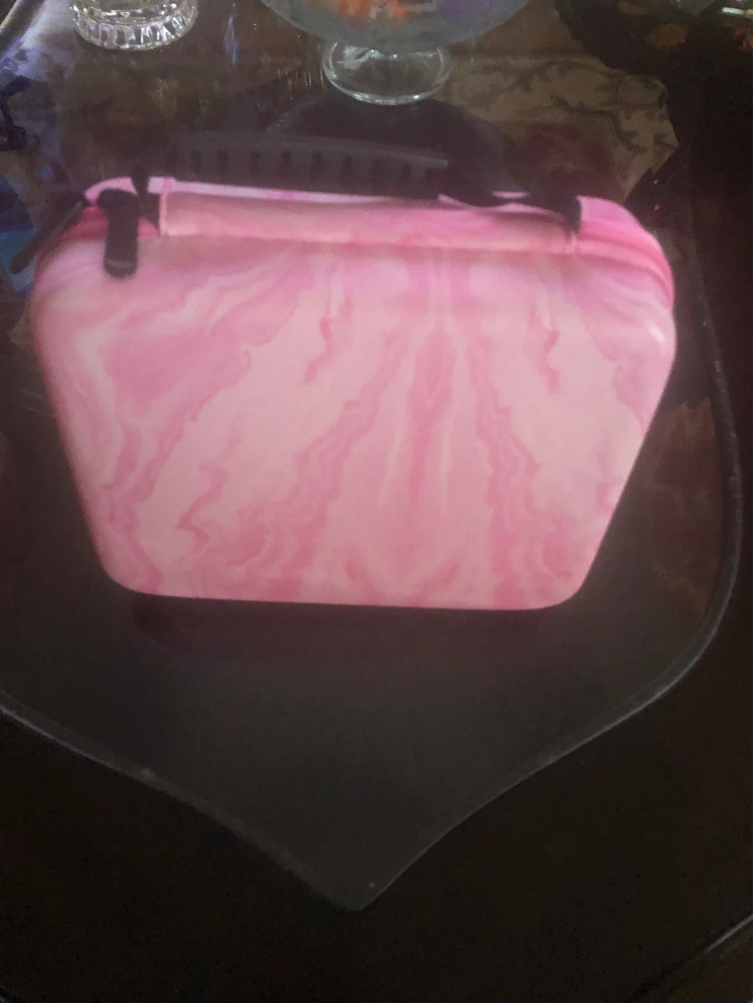 Pink Marble Makeup Train Case with 5ml Ink Bottles