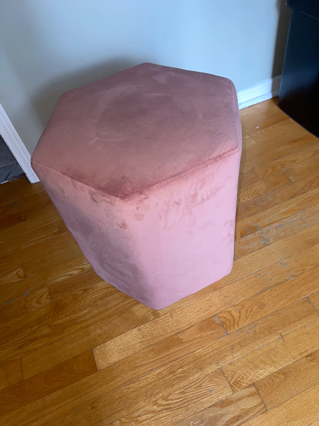 Pink Velvet Hexagonal Ottoman Stool - photo 2