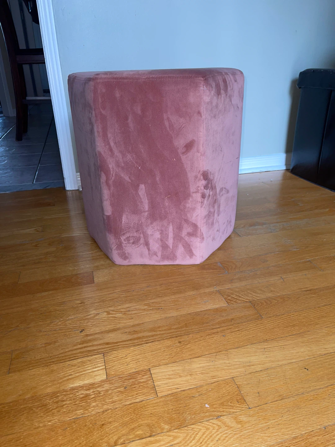 Pink Velvet Hexagonal Ottoman Stool