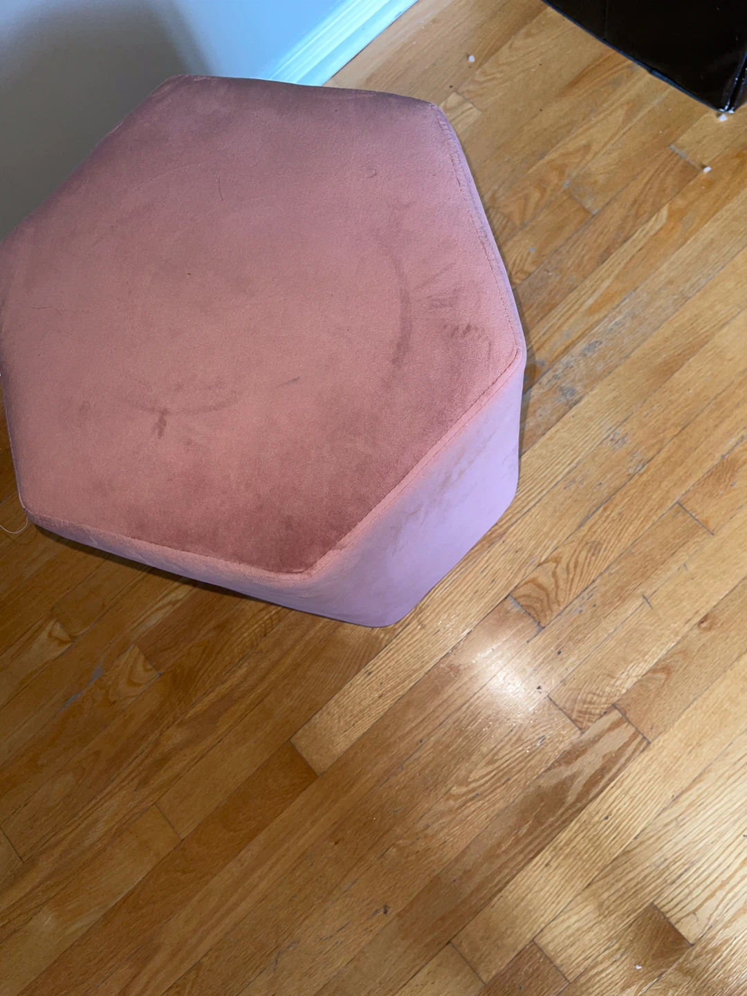 Pink Velvet Hexagonal Ottoman Stool - photo 4