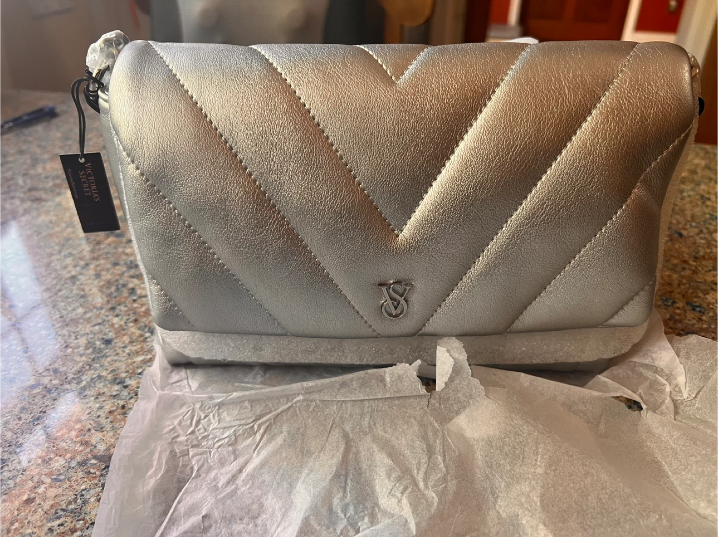 Victoria's Secret Silver Quilted Shoulder Bag