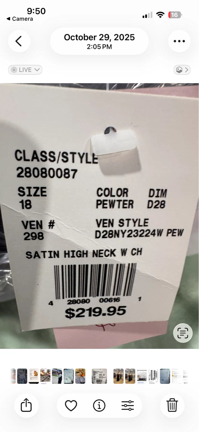 David's Bridal Pewter Satin High Neck Halter Dress Size 18 - photo 2