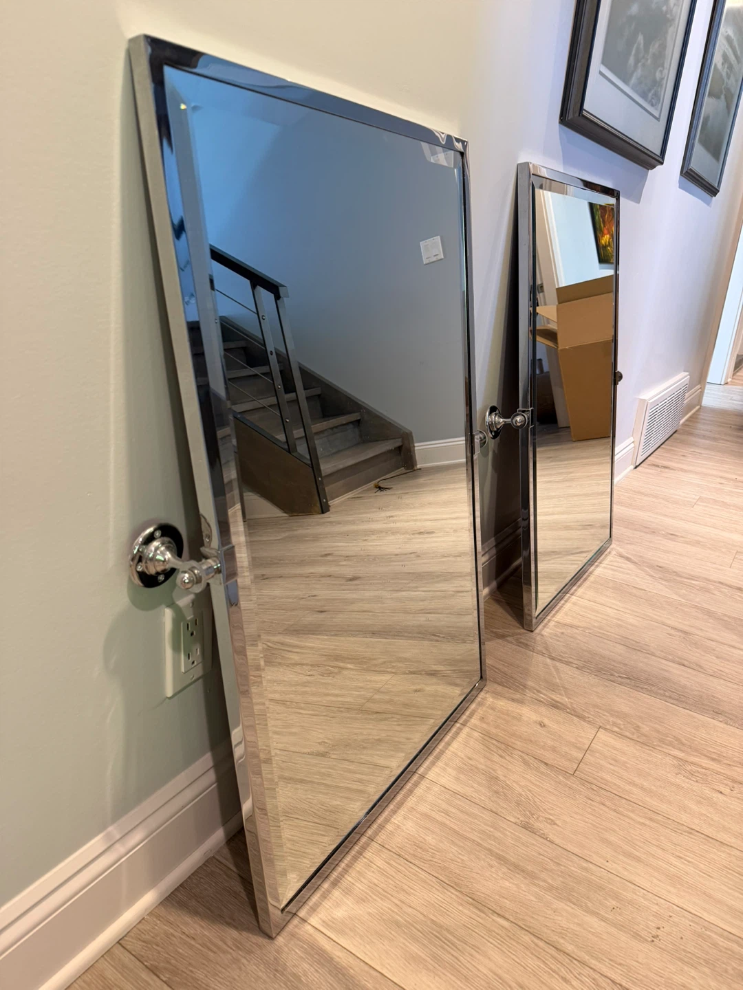 Two Chrome Framed Bathroom Mirrors - photo 3