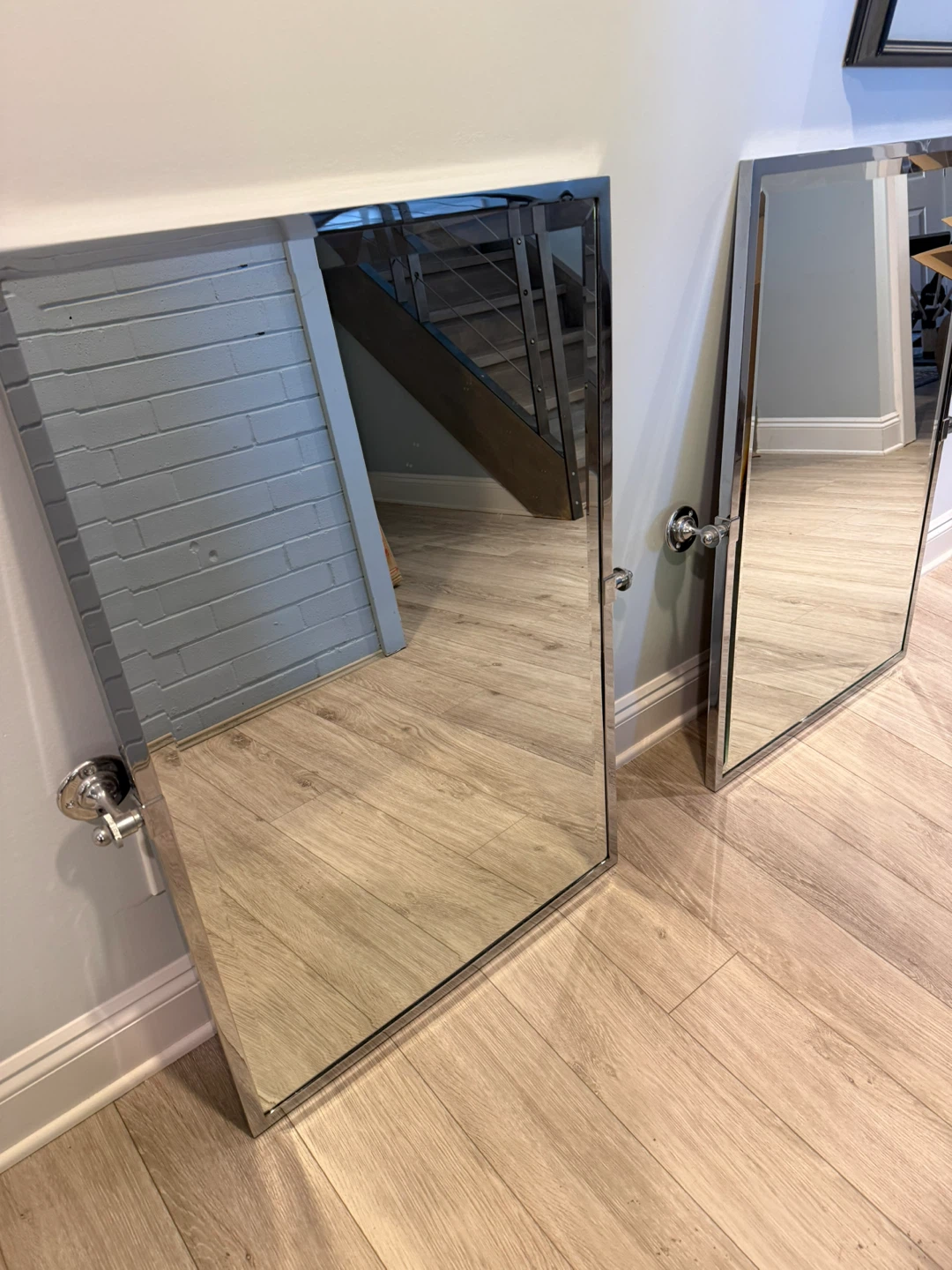Two Chrome Framed Bathroom Mirrors