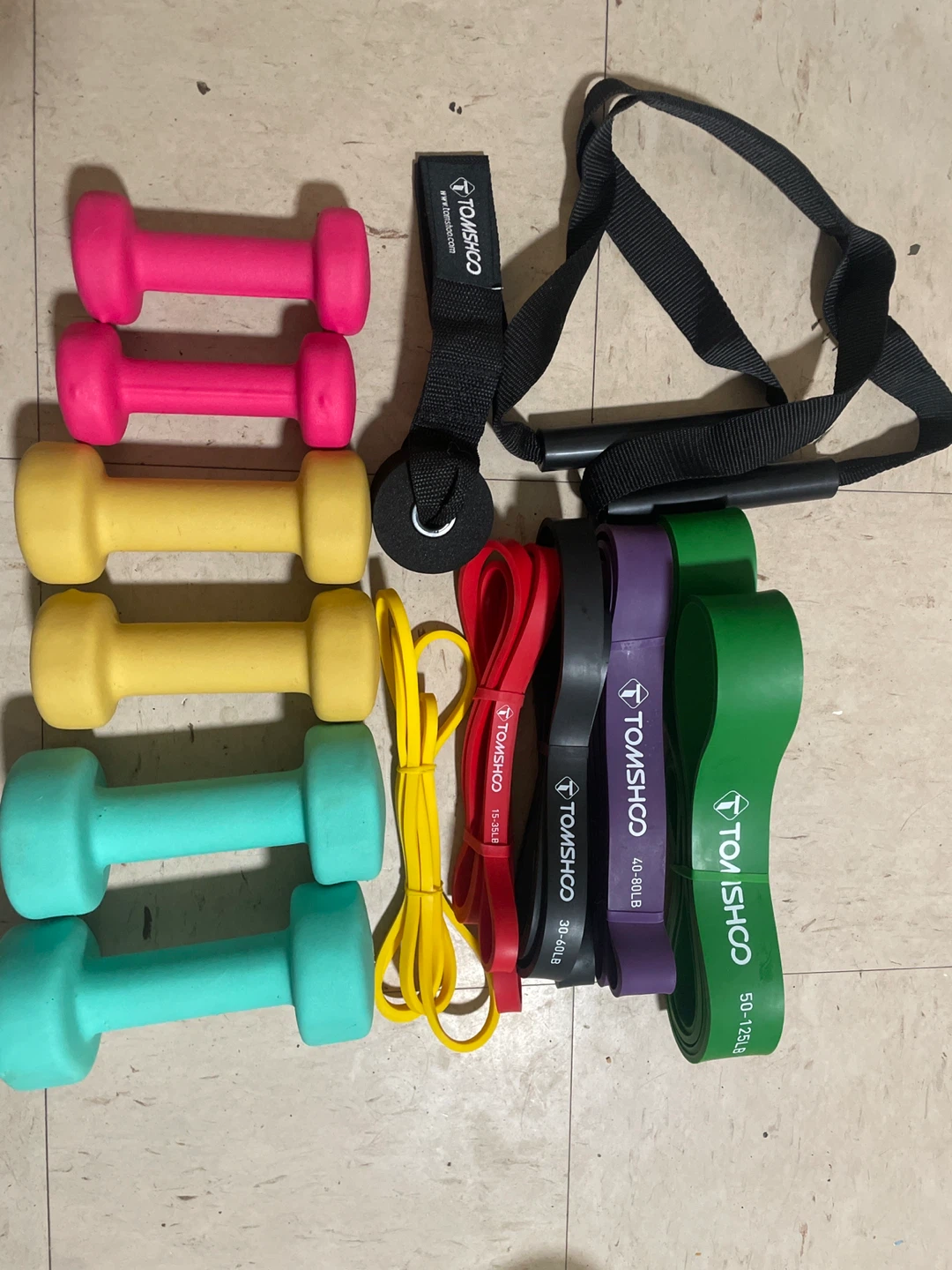 TOMSHCO Fitness Resistance Bands and Dumbbells Set