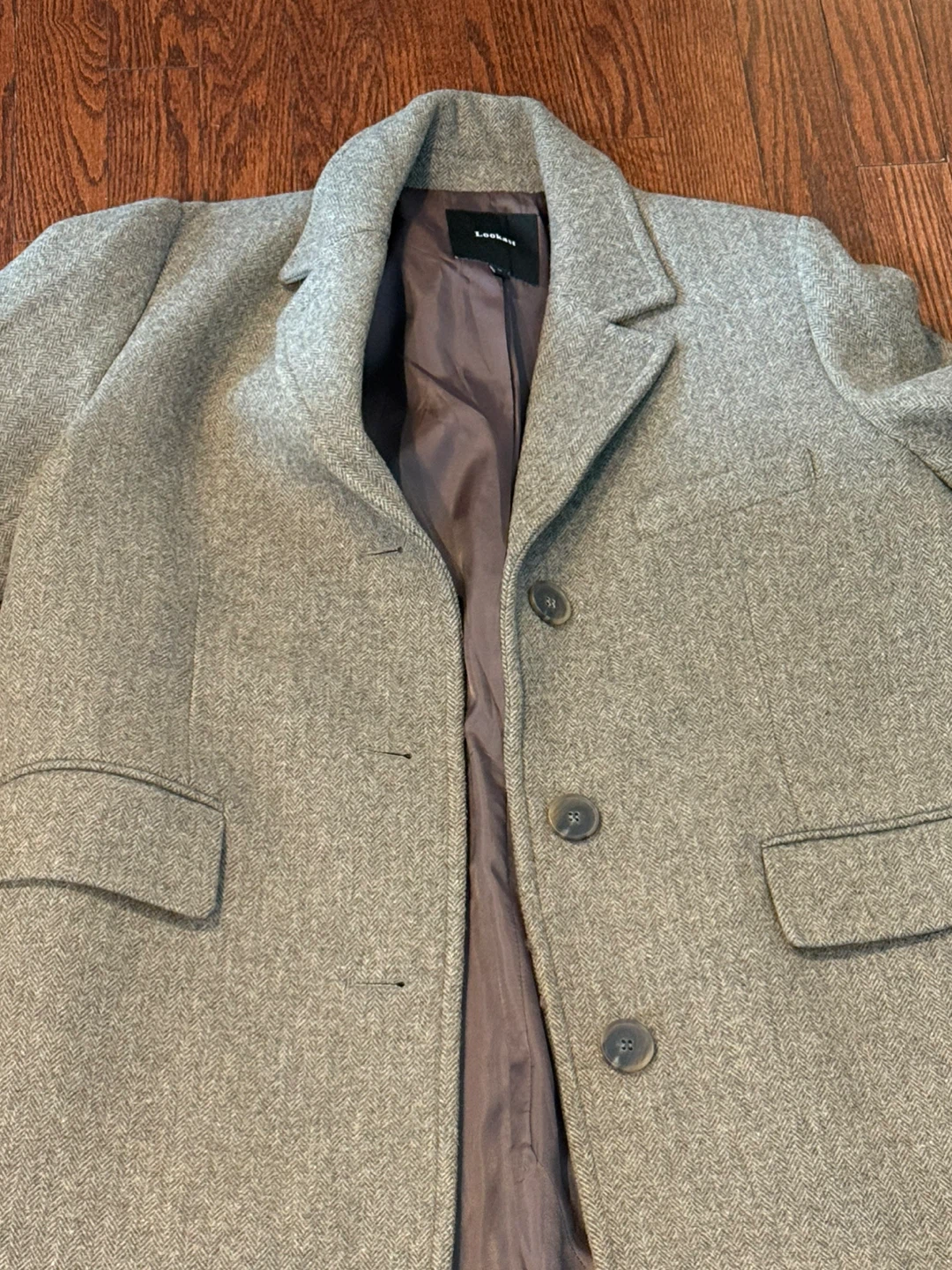 Brand new Grey Herringbone Wool Blend Overcoat - Size M - photo 2