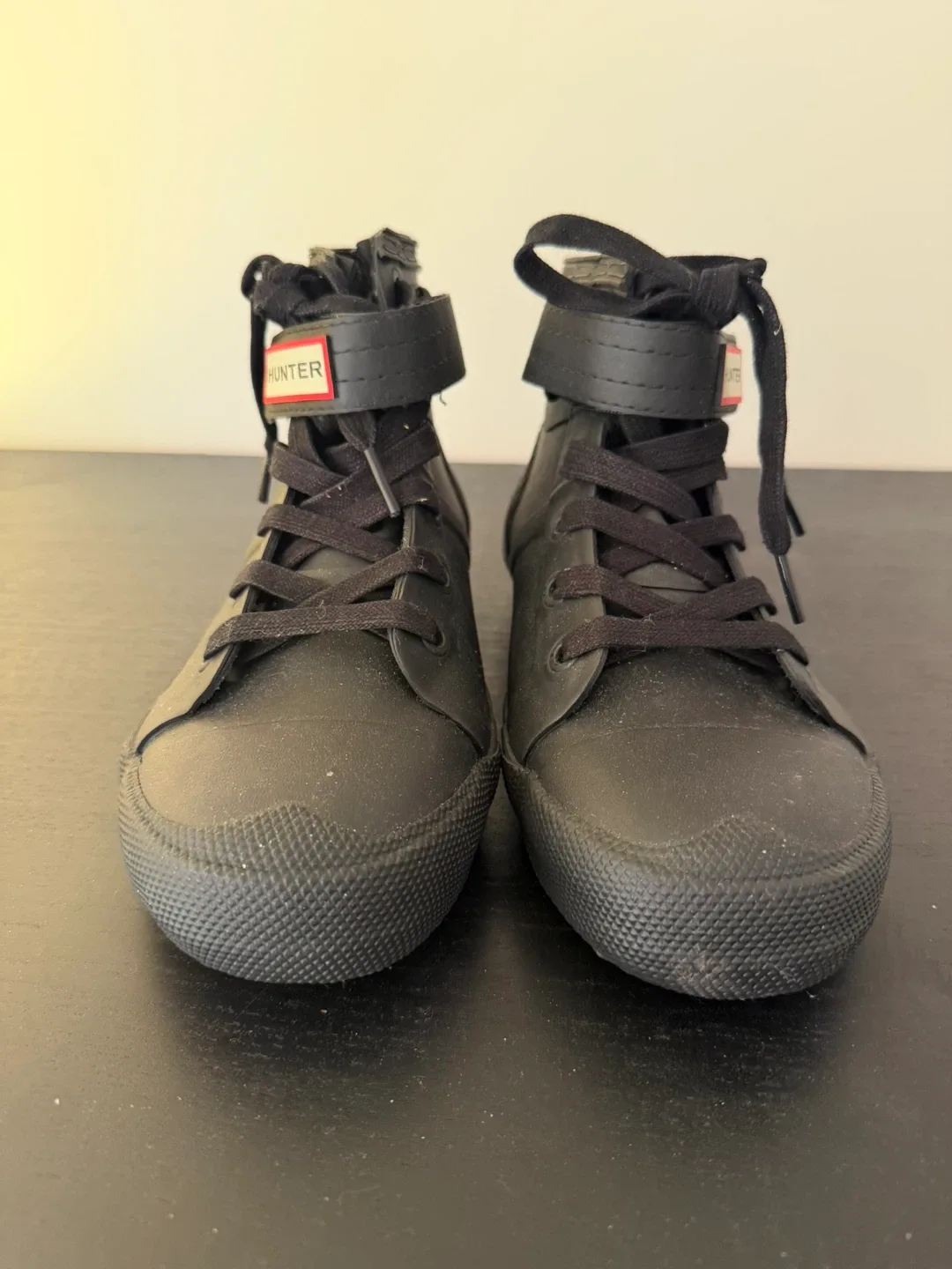 Hunter Black Rubber High-Top Sneakers