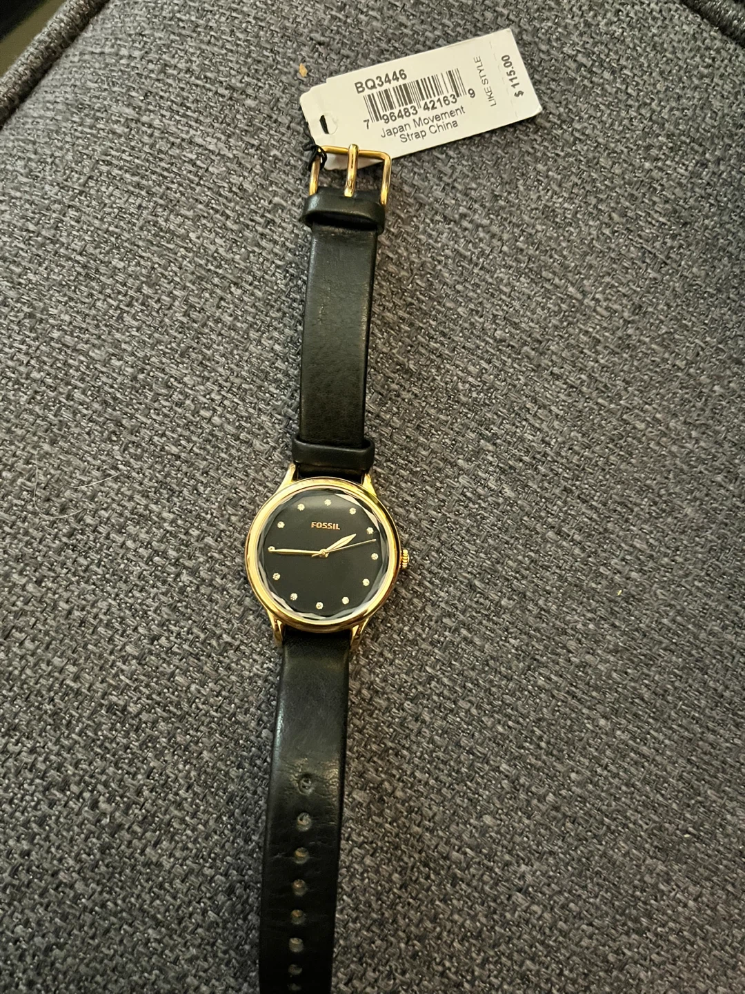 🌱 Fossil Women's Watch Black Leather 🌱 Strap Gold Tone BQ3446 - photo 5