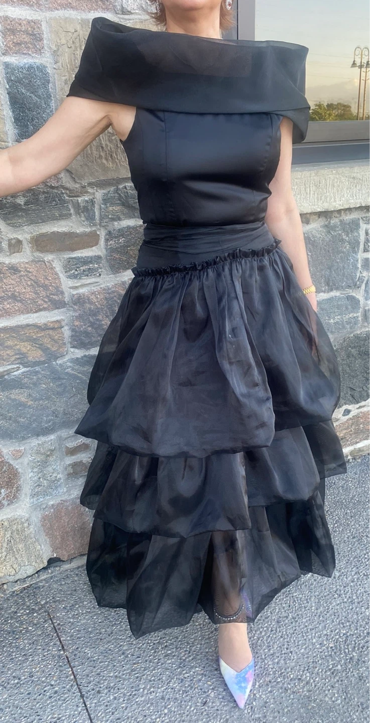 Black Ruffled Organza Ball Gown