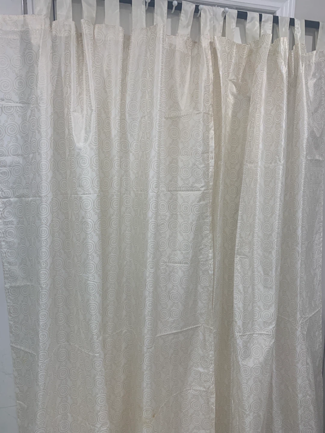 Cream Swirl Pattern Fabric Shower Curtain - photo 3