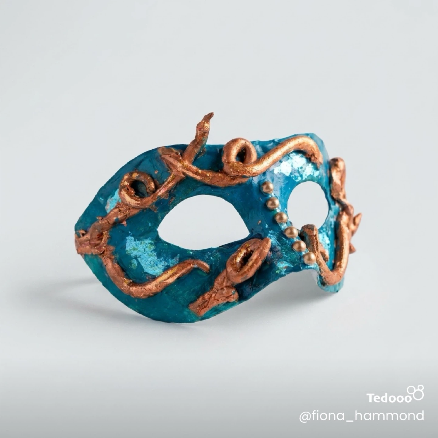 Blue and Copper Vine Masquerade Mask - photo 2