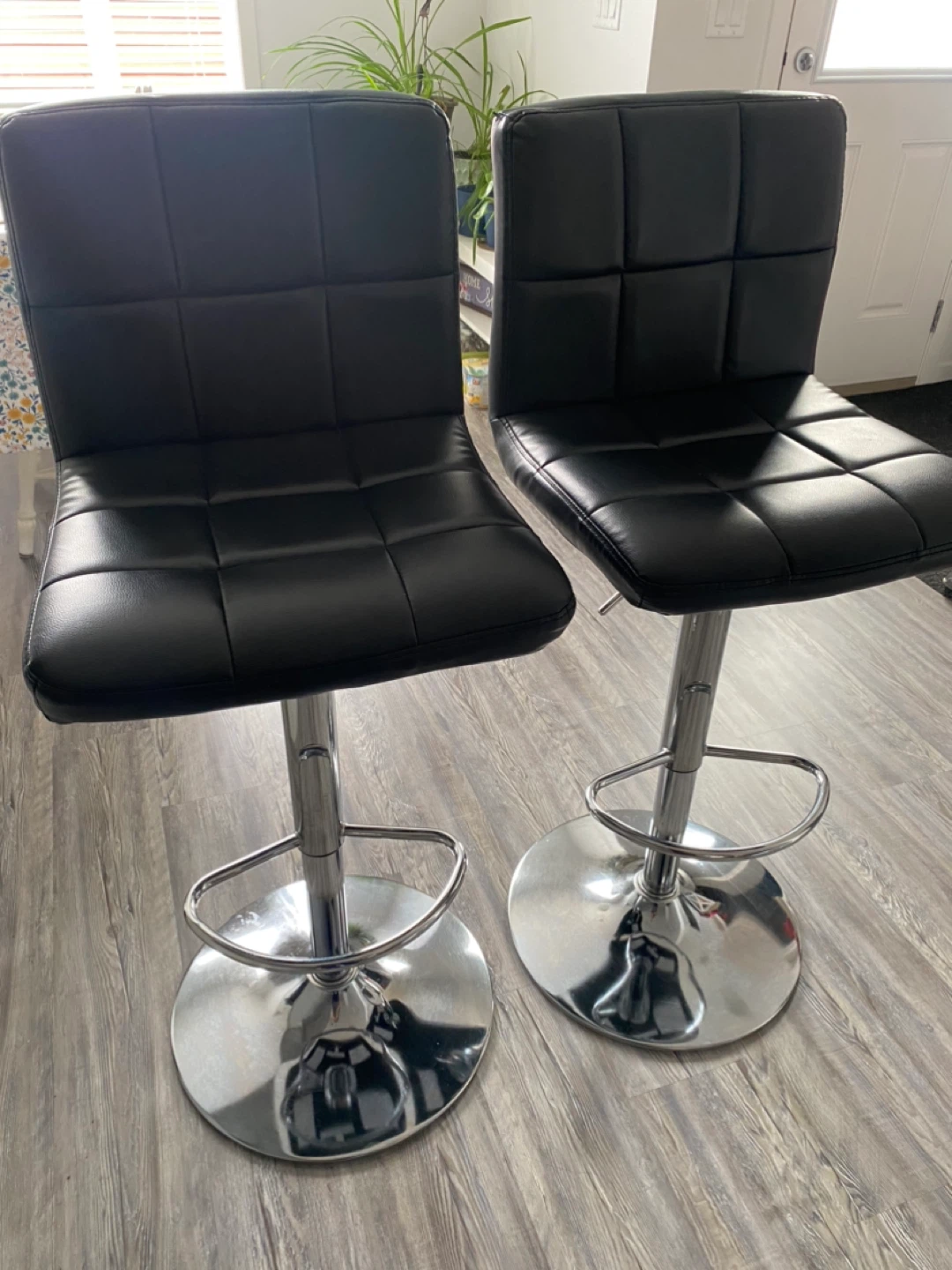 Set of 2 Black Faux Leather Bar Stools - photo 3