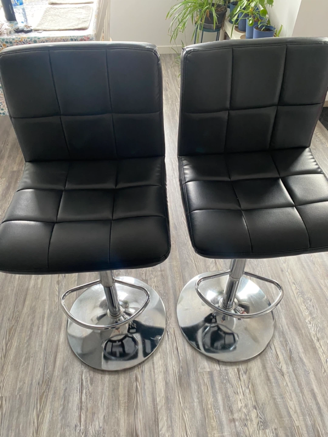 Set of 2 Black Faux Leather Bar Stools - photo 2