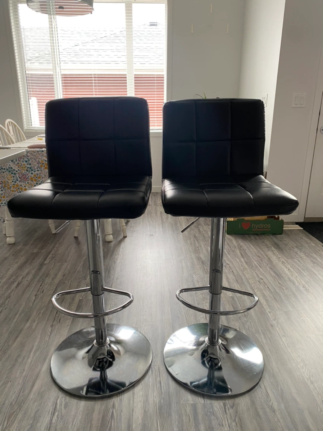 Set of 2 Black Faux Leather Bar Stools