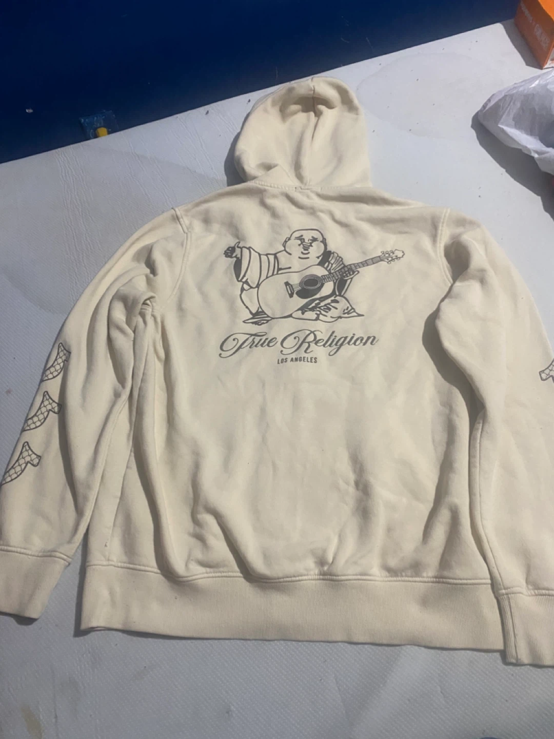 True Religion Cream Buddha Graphic Zip-Up Hoodie - photo 2