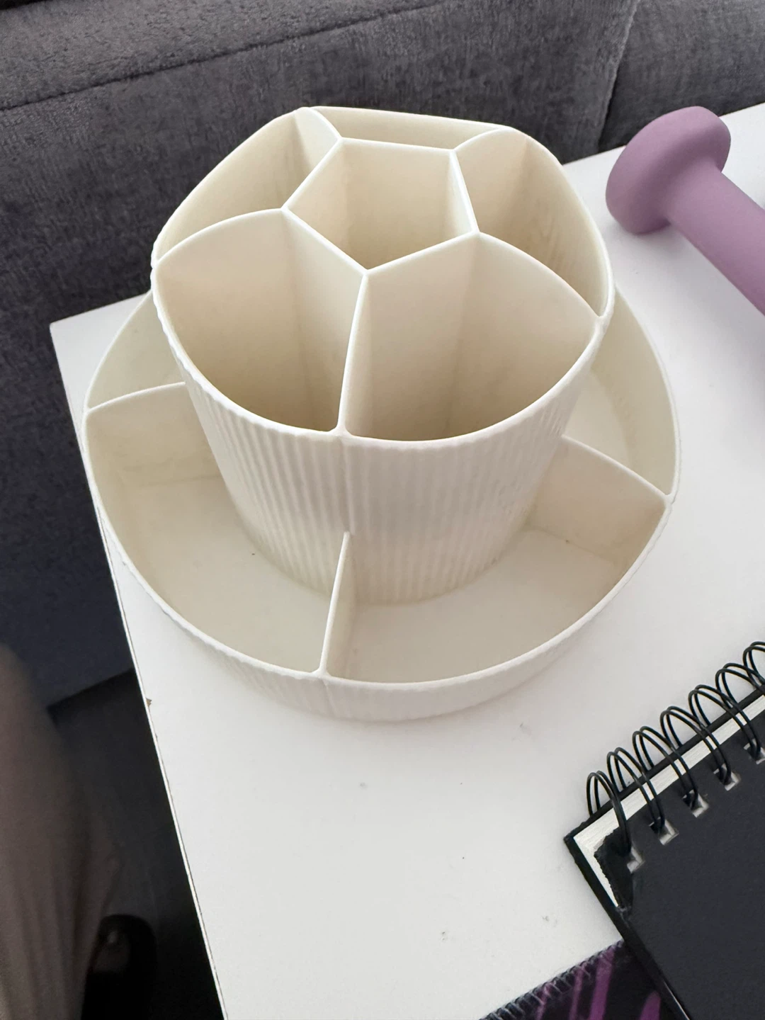 Creamy White Desk Organizer with Multiple Compartments