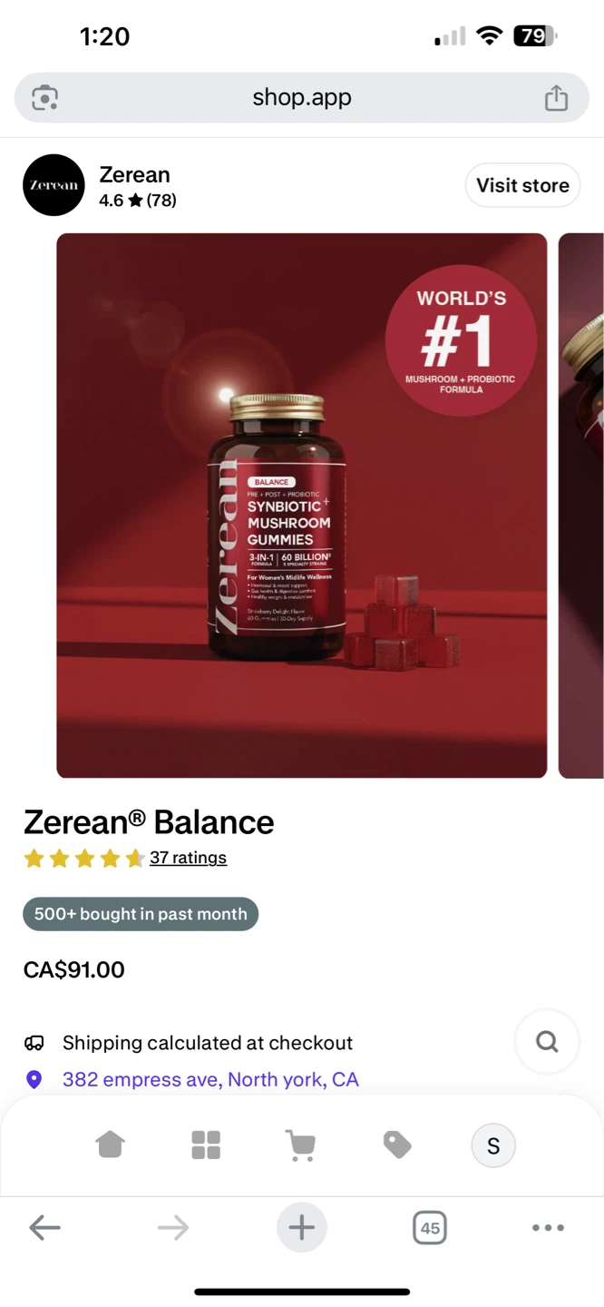 Zerean Balance Synbiotic Mushroom Gummies - 60 Count