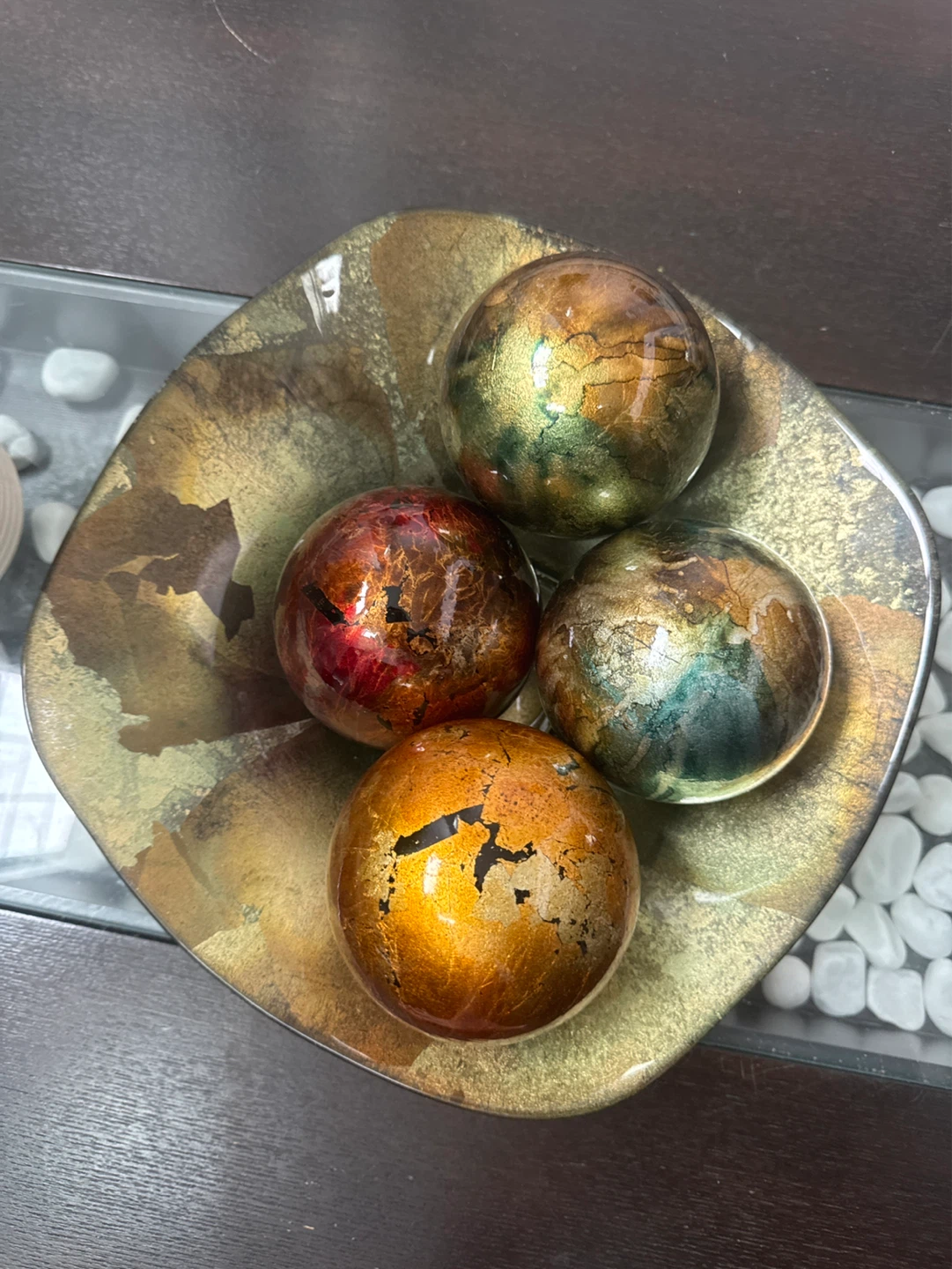Set of 4 Decorative Sphere Orbs and Accent Bowl - photo 2