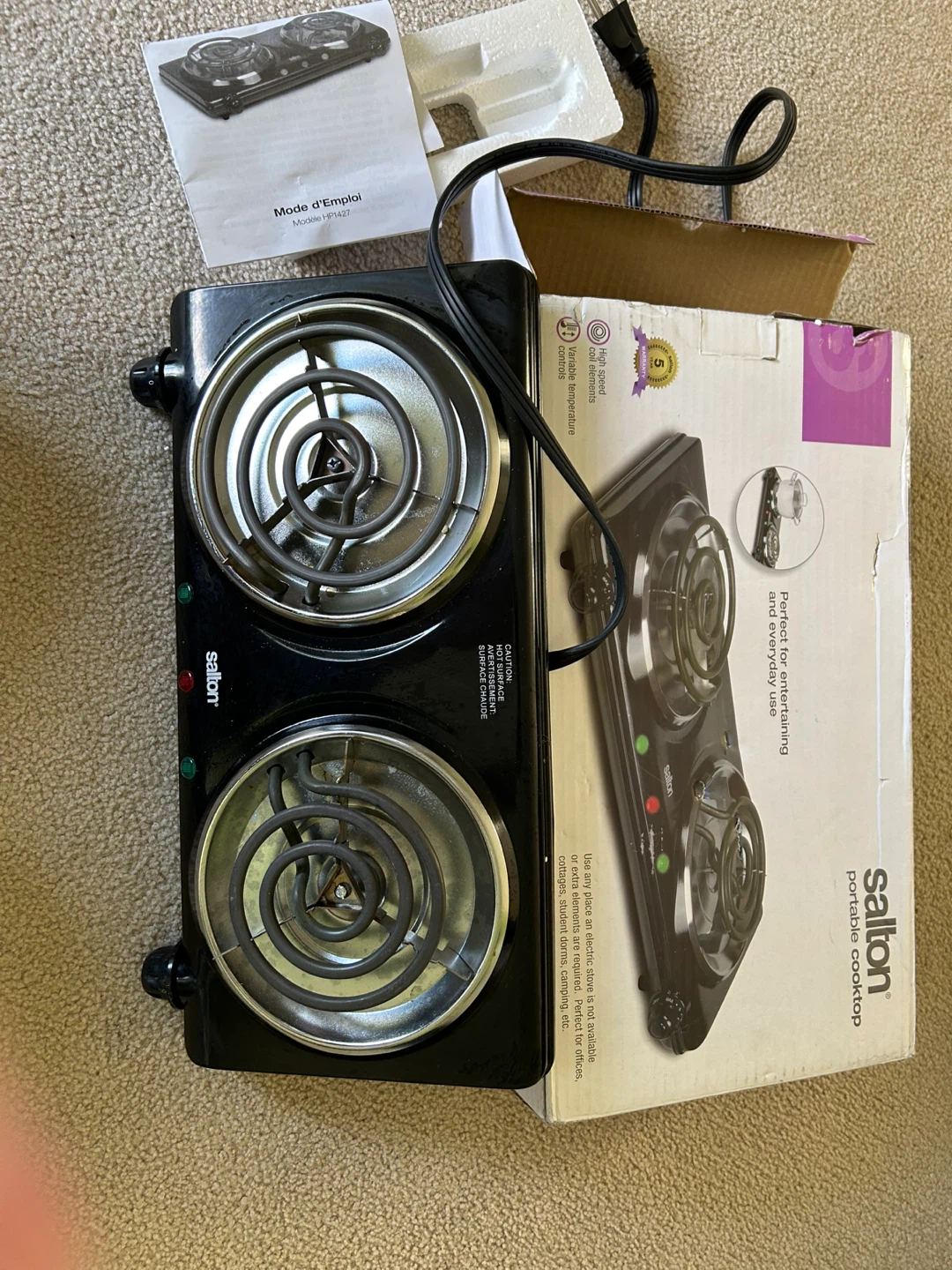 Salton Portable Electric Double Burner Cooktop HP1427