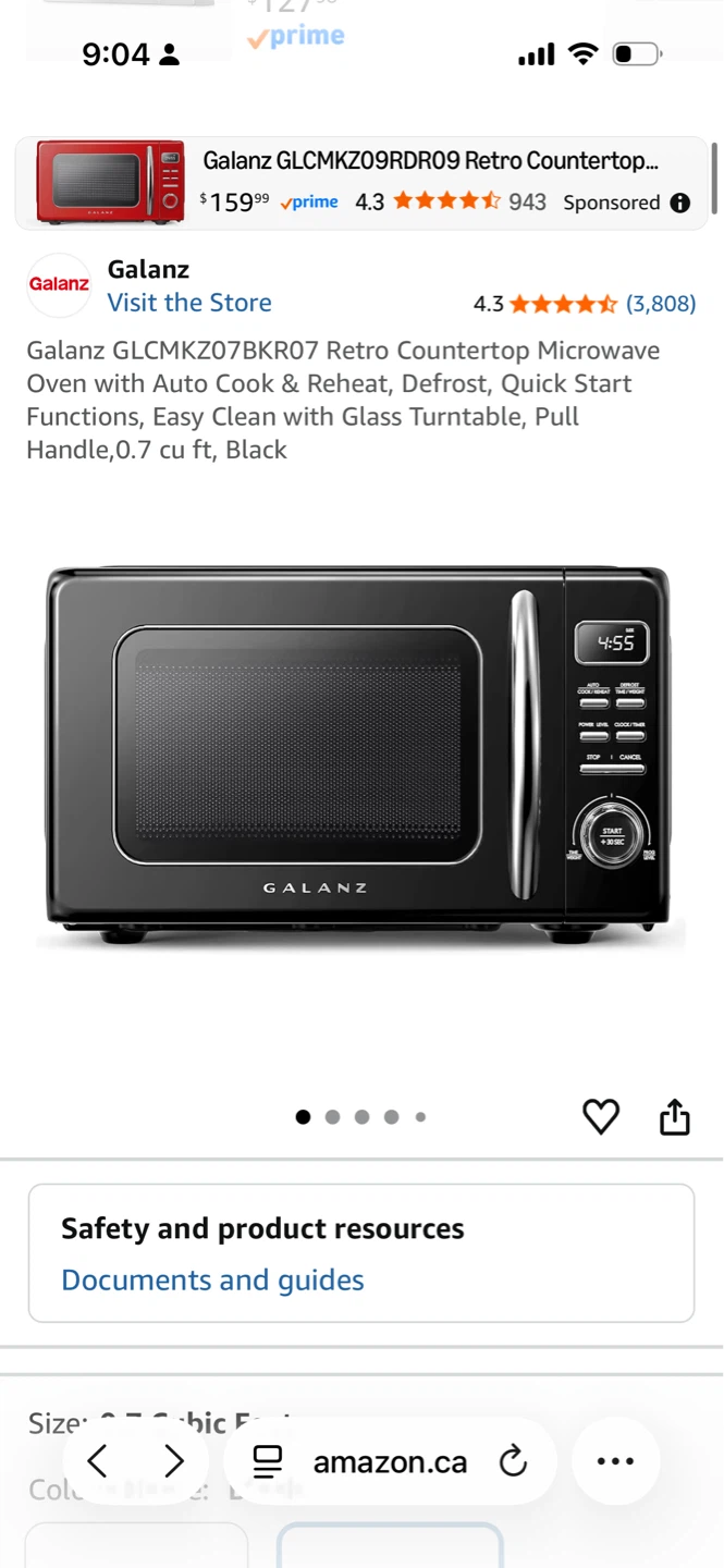 Galanz 0.7 cu ft Retro Countertop Microwave Oven