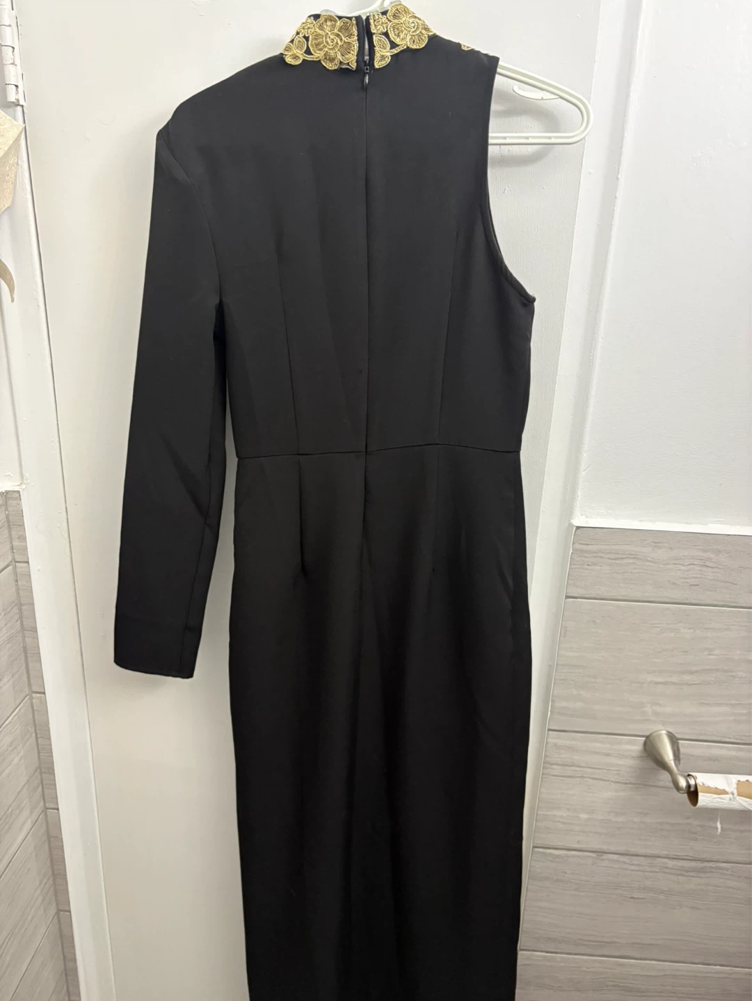 Black High Neck Embroidered Trim Maxi Dress - photo 3