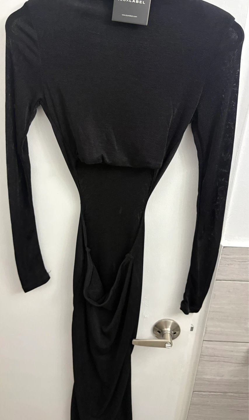 JLUXLABEL Black Long Sleeve Mock Neck Dress - photo 2
