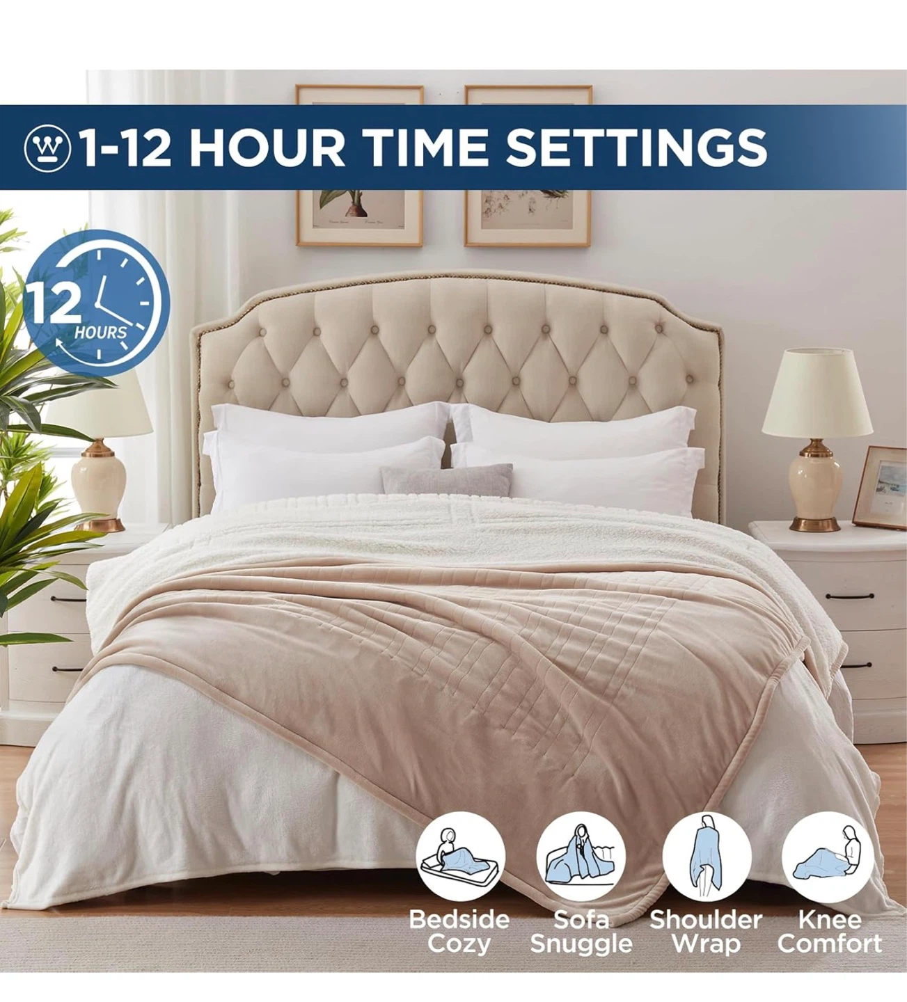Electric Heated Blanket - Queen, Beige EB1 - photo 4