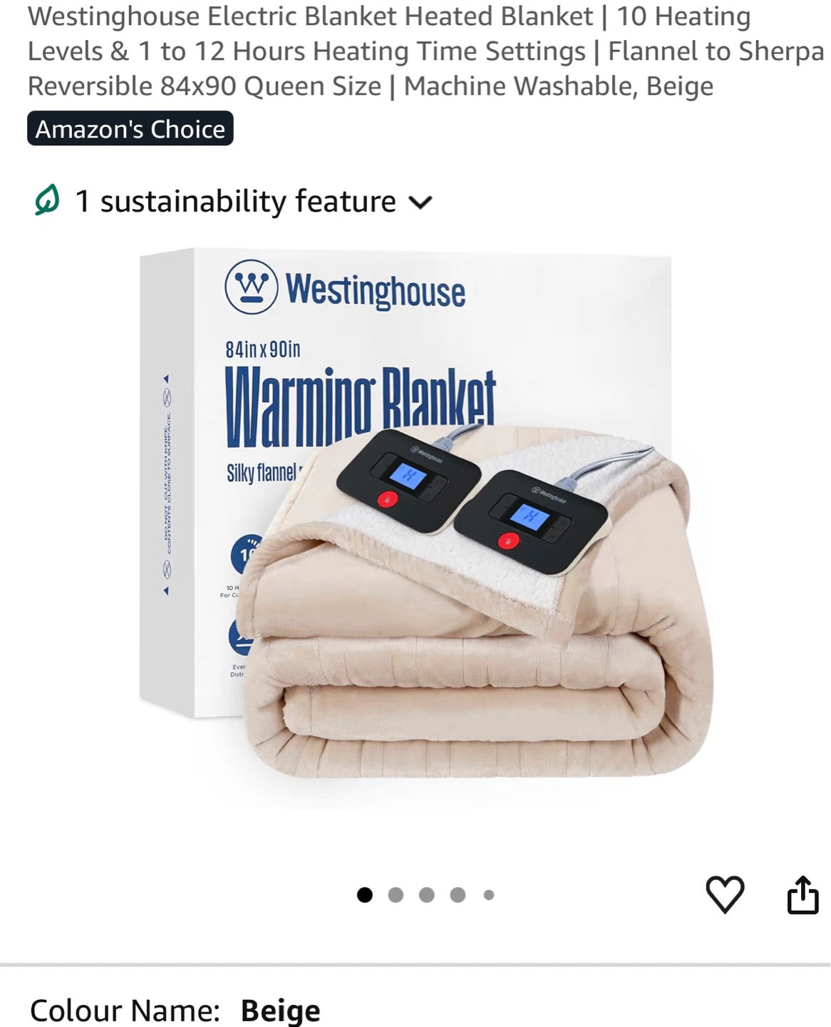 Electric Heated Blanket - Queen, Beige EB1