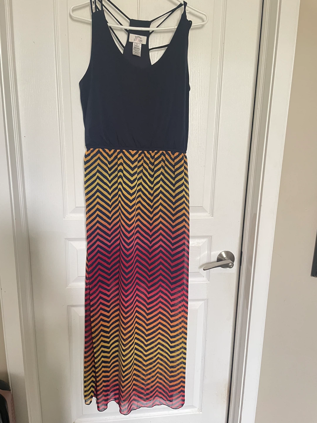 Blue Island Maxi Dress with Chevron Print