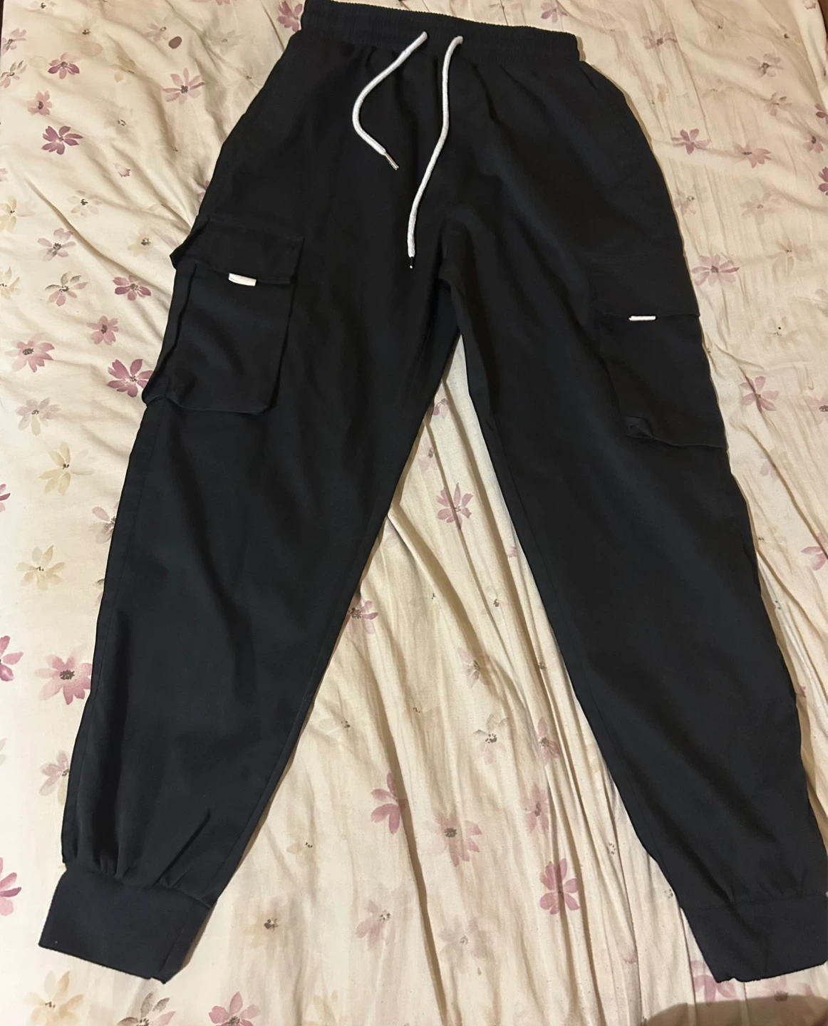 Black Cargo Parachute Pants