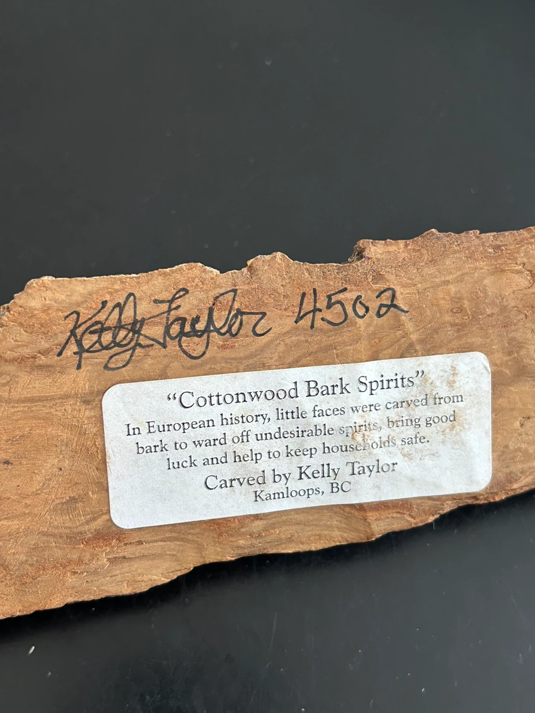 Signed Kelly Taylor  Bark Spirit Carving🌱 - photo 2