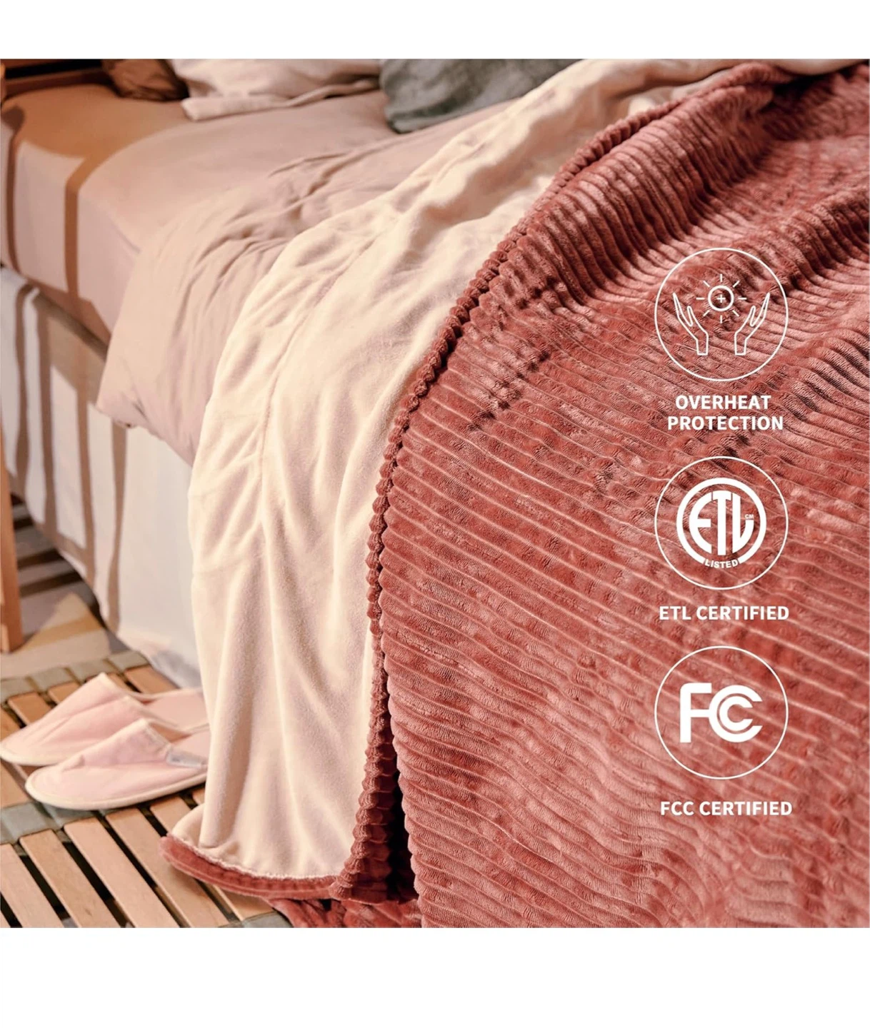 Heated Blanket Queen Size 84"x90" Red EB2 - photo 5