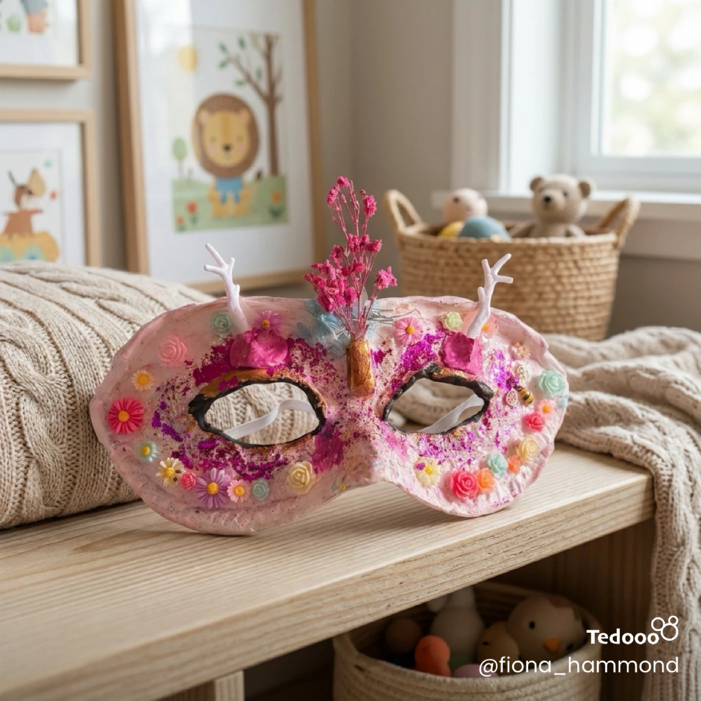 Handmade Woodland Fairy Mask with Antlers - photo 3