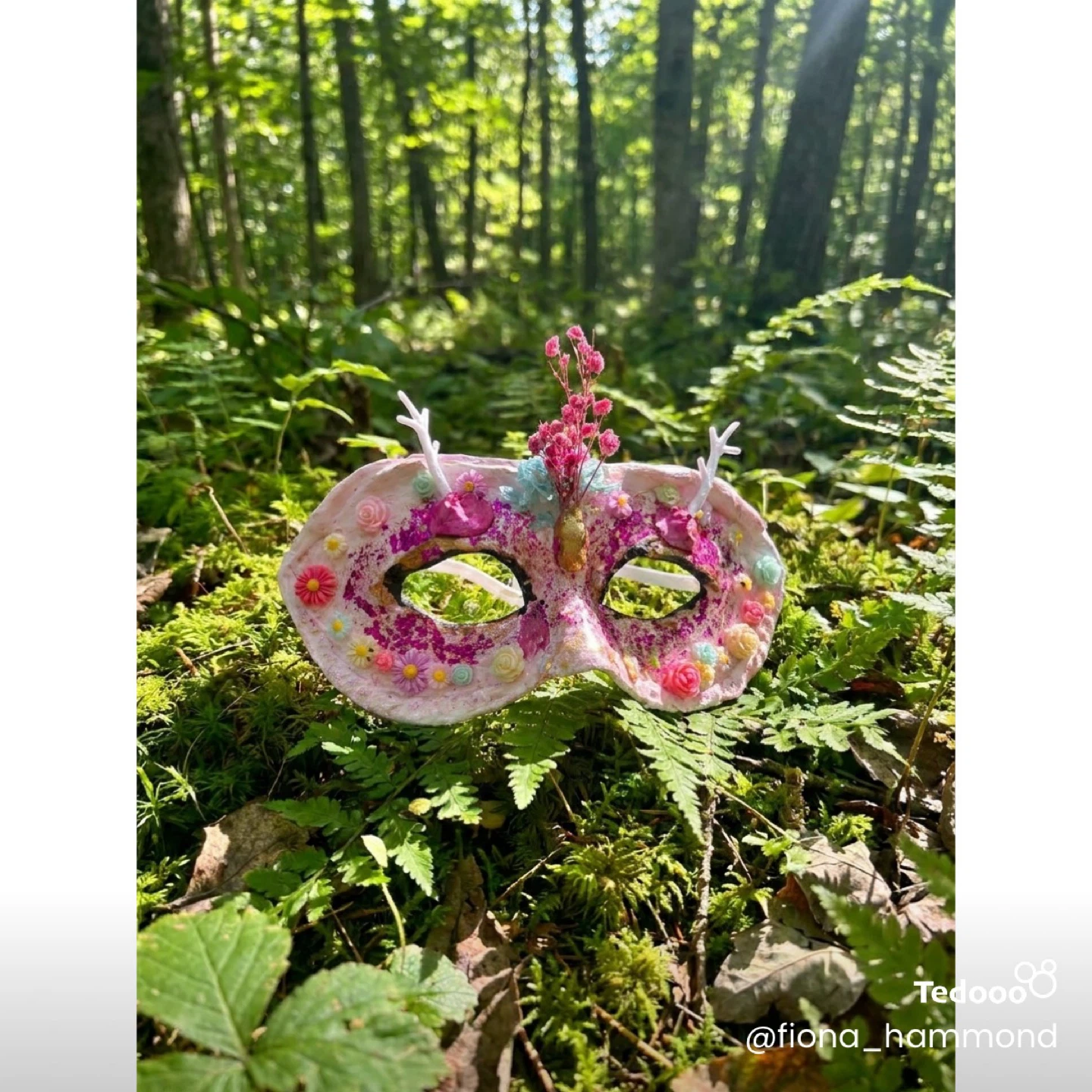 Handmade Woodland Fairy Mask with Antlers