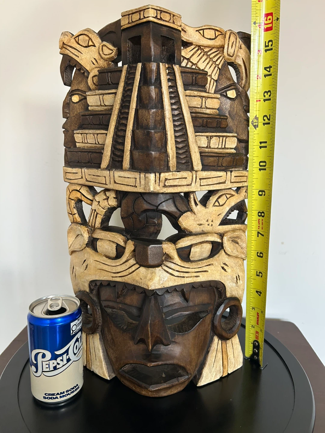 Large Hand-Carved Mayan/Aztec Style Mask 🌱 - photo 2